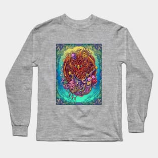 Phoenix Bird Engraving Surrealism Artwork Long Sleeve T-Shirt